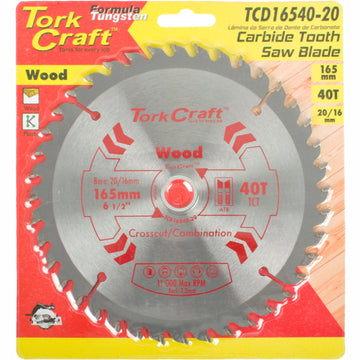 Image of a Tork Craft Blade TCT 165 X 40t 20/16 General Purpose Combination