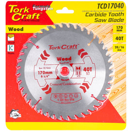 Image of a Tork Craft Blade TCT 170 X 40t 20-16mm General Purpose Combination