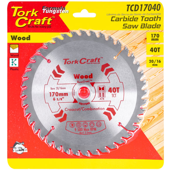 Image of a Tork Craft Blade TCT 170 X 40t 20-16mm General Purpose Combination