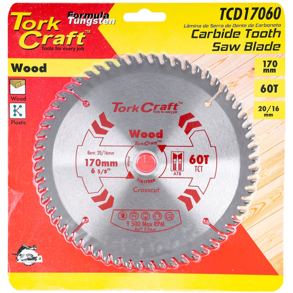 Image of a Tork Craft Blade TCT 170 X 60t 20/16 General Purpose Cross Cut