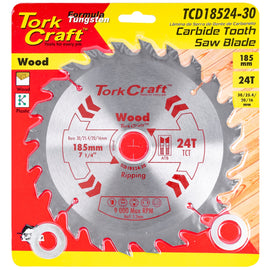 Image of a Tork Craft Blade TCT 185 X 24t 30/20/16/1 General Purpose Combination