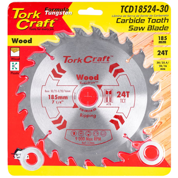 Image of a Tork Craft Blade TCT 185 X 24t 30/20/16/1 General Purpose Combination