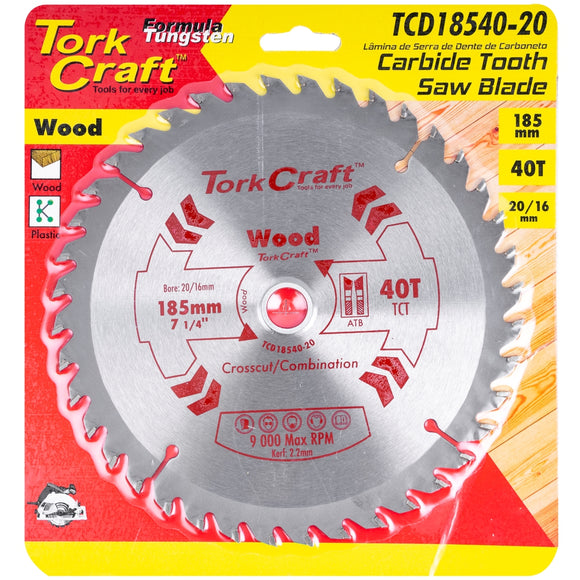Image of a Tork Craft Blade TCT 185 X 40t 20/16 General Purpose Combination