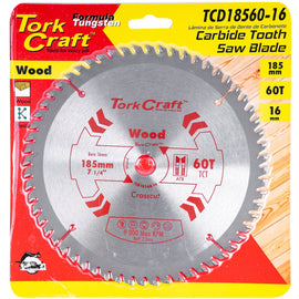 Image of a Tork Craft Blade TCT 185 X 60t 16mm General Purpose Cross Cut