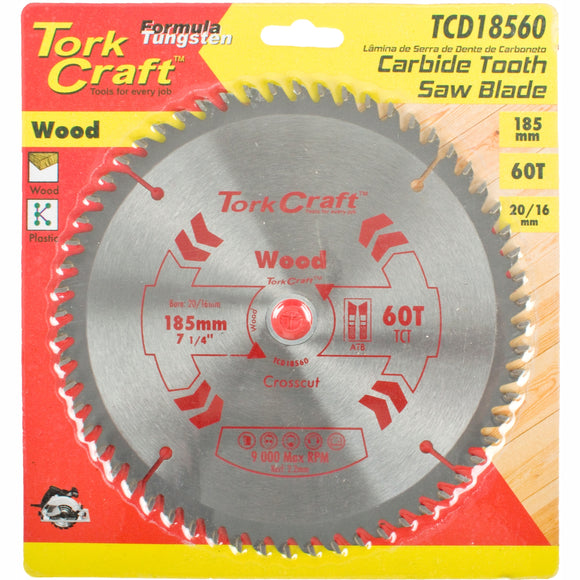 Image of a Tork Craft Blade TCT 185 X 60t 20/16 General Purpose Cross Cut