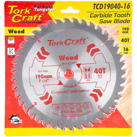 Image of a Tork Craft Blade 190 X 40t 16mm General Purpose Combination