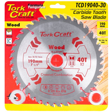 Image of a Tork Craft Blade TCT 190 X 40t 30/20/16mm General Purpose Combination