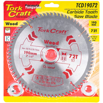 Image of a Tork Craft Blade TCT 190 X 72t 30/25.4/20/16mm General Purpose Cross Cut Smooth