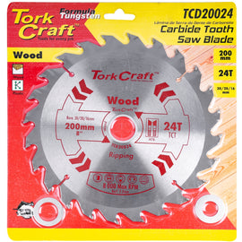 Image of a Tork Craft Blade TCT 200 X 24t 30/20/16 General Purpose Rip