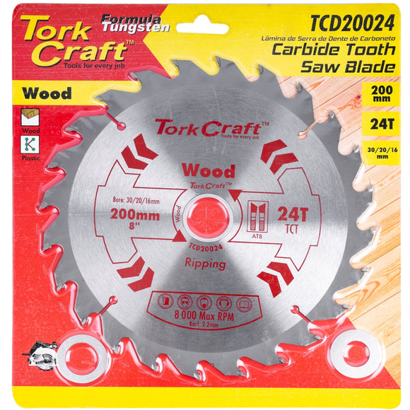 Image of a Tork Craft Blade TCT 200 X 24t 30/20/16 General Purpose Rip