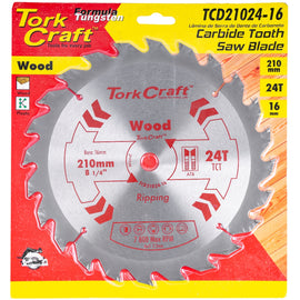 Image of a Tork Craft Blade TCT 210 X 24t 16mm General Purpose Rip