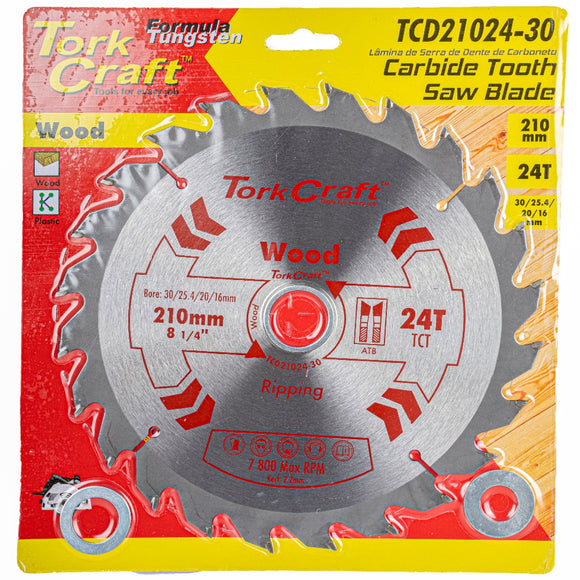 Image of a Tork Craft Blade TCT 210 X 24t 30-1-20-16 General Purpose Rip