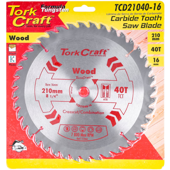 Image of a Tork Craft Blade TCT 210 X 40t 16mm General Purpose Combination