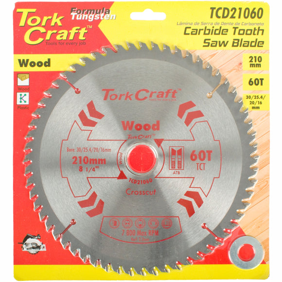 Image of a Tork Craft Blade TCT 210 X 60t 30/1/20/16 General Purpose Cross Cut