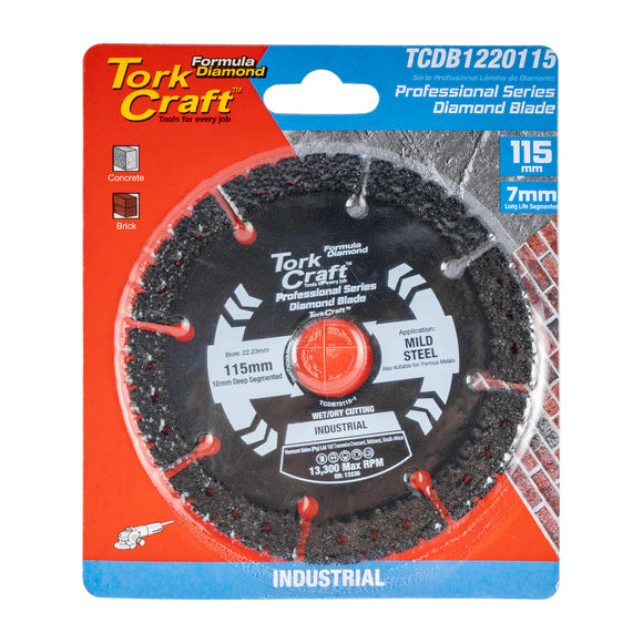 Image of a Tork Craft Diamond Blade 115mm Segmented Hot Pressed Contractor