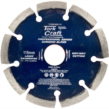 Image of a Tork Craft Diamond Blade 115mm Segmented Laser Industrial