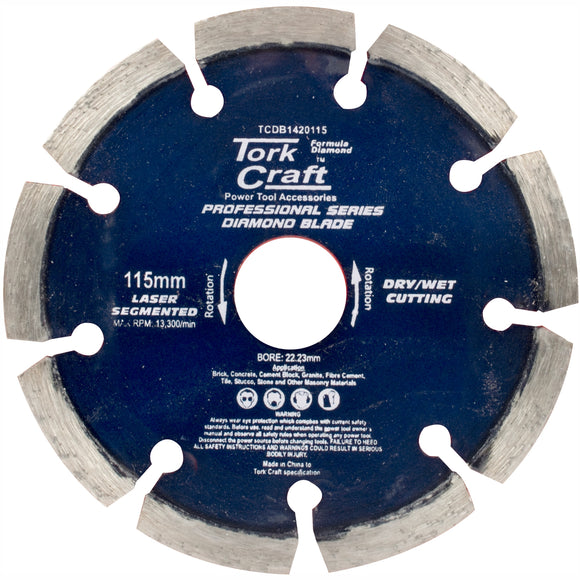 Image of a Tork Craft Diamond Blade 115mm Segmented Laser Industrial