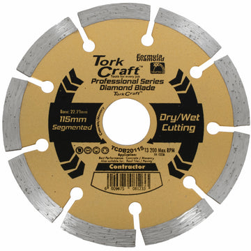 Image of a Tork Craft Diamond Blade 10mm Seg For Cutting Building Materials 115mm 22x23mm