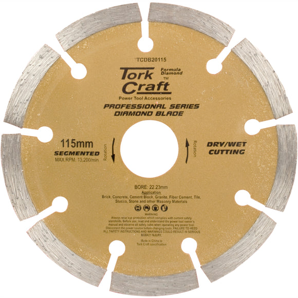 Image of a Tork Craft Diamond Blade 115mm Segmented Profesional