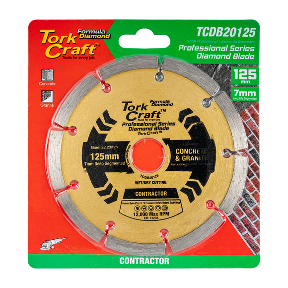 Image of a Tork Craft Diamond Blade Segmented 125x22.22mm Sintered Profesional