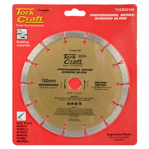 Image of a Tork Craft Diamond Blade 180mm Segmented Profesional