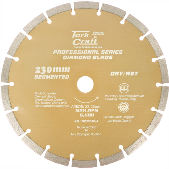 Image of a Tork Craft Diamond Blade 10mm Seg For Cutting Building Materials 230mm 22.23
