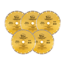Image of a Tork Craft Diamond Blade Segmented 230mm Professional Bulk 5 Pack