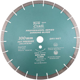 Image of a Tork Craft Diamond Blade 300 X 25.4mm Asphalt Hot Pressed Segmented Tar
