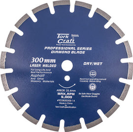 Image of a Tork Craft Diamond Blade 300 X 25.4mm Asphalt Laser Welded Segmented Tar