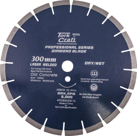 Image of a Tork Craft Diamond Blade 300 X 25.4mm Old Concrete Laser Welded Segmented