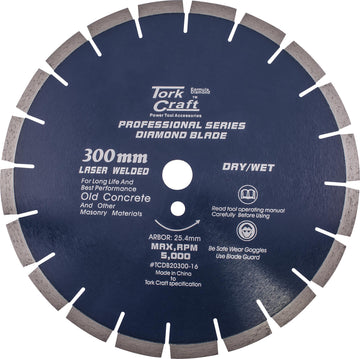 Image of a Tork Craft Diamond Blade 300 X 25.4mm Old Concrete Laser Welded Segmented