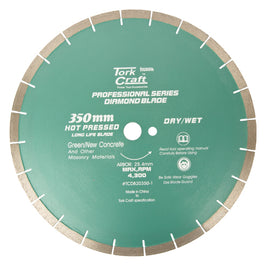Image of a Tork Craft Dia. Blade 350x25.4mm Green/ New Concrete Hot Pressed