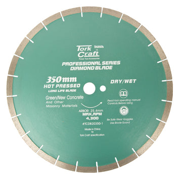 Image of a Tork Craft Dia. Blade 350x25.4mm Green/ New Concrete Hot Pressed