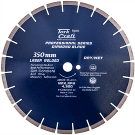 Image of a Tork Craft Diamond Blade 350x25.4mm Old Concrete Laser Welded Segmented