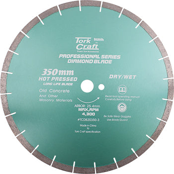 Image of a Tork Craft Diamond Blade 350x25.4mm Old Concrete Hot Pressed
