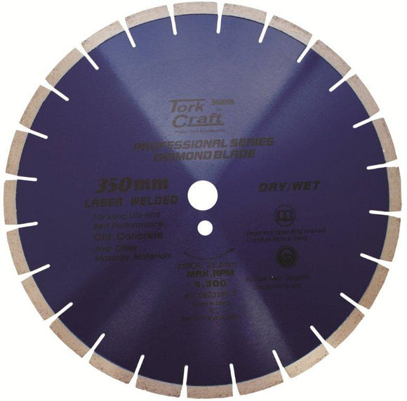 Image of a Tork Craft Diamond Blade 350x25.4mm Concrete Laser Welded Segmented