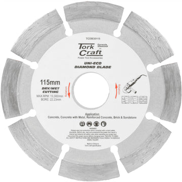 Image of a Tork Craft Diamond Blade Segm 115mm X 10mm Reinforced Concrete