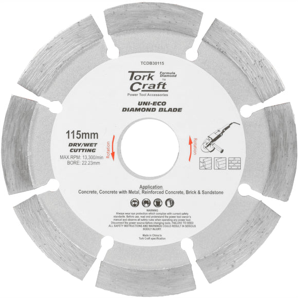 Image of a Tork Craft Diamond Blade Segm 115mm X 10mm Reinforced Concrete