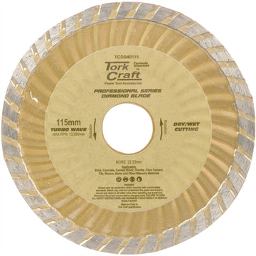 Image of a Tork Craft Diamond Blade Turbo Wave 115mm X 22.22mm