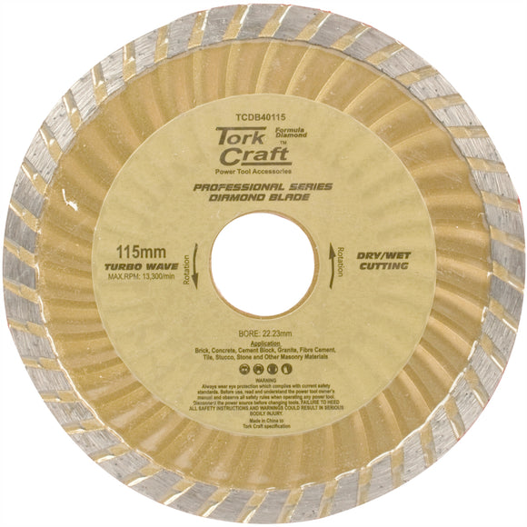 Image of a Tork Craft Diamond Blade Turbo Wave 115mm X 22.22mm