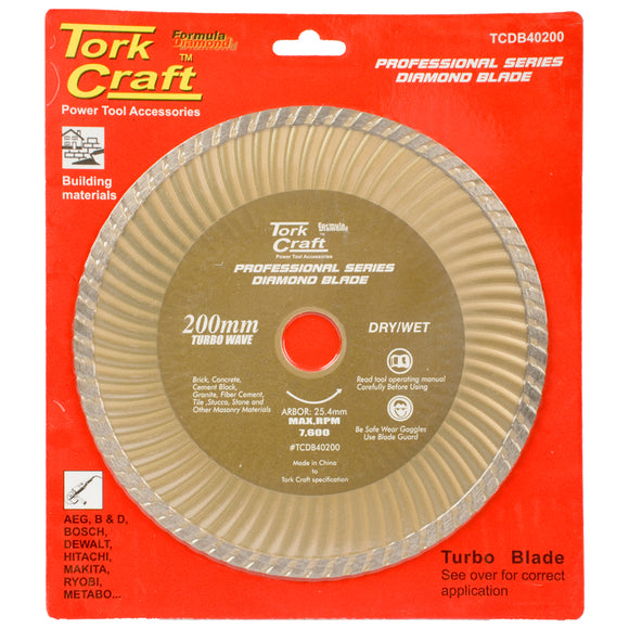 Image of a Tork Craft Diamond Blade 200x25.4mm Turbo