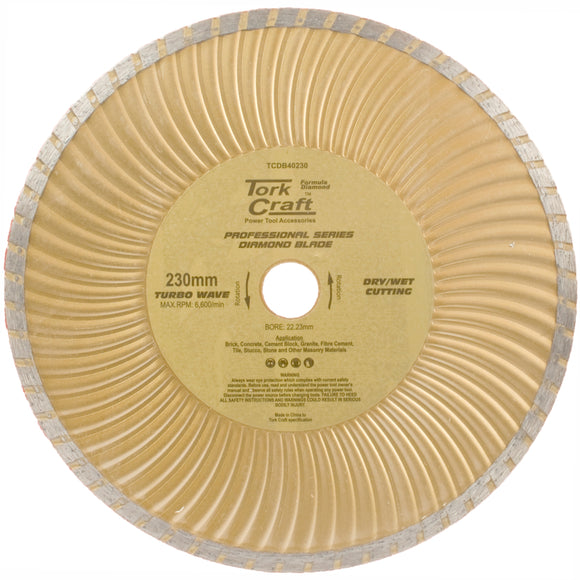 Image of a Tork Craft Diamond Blade 230mm Turbo Wave Profesional