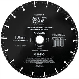 Image of a Tork Craft Diamond Blade Segmented 230x22.23mm Vacuum Brazed Metal Cutting