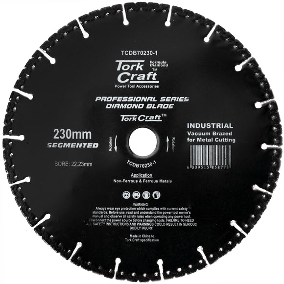 Image of a Tork Craft Diamond Blade Segmented 230x22.23mm Vacuum Brazed Metal Cutting