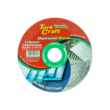 Image of a Tork Craft Diamond Blade 115mm Continuous Thin Rim Glass Tile Stone Cladding