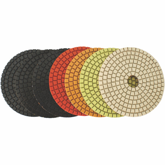 Image of a Tork Craft Set Of 7 Diamond Wet  Polishing Pads 100mm