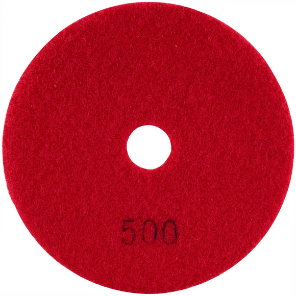 Image of a Tork Craft 100mm Diamond Wet  Polishing Pad 500 Grit Red