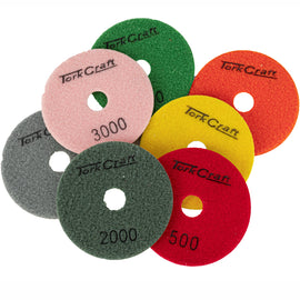 Image of a Tork Craft Set Of 7 Diamond  Polishing Pads 100mm Dry Use