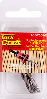 Image of a Tork Craft Replacement Drill Bits 8g X 5pc For Decking Tool TCdt008-01