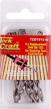 Image of a Tork Craft Replacement Drill Bits 12g X 5pc For Decking Tool TCdt012-01